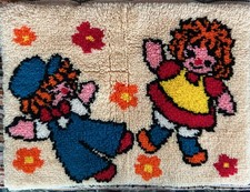 Raggedy Ann and Andy Latch Hooked Wall Hanging/Rug
