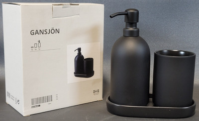 GANSJÖN 3-Piece Bathroom Set Black Soap Dispenser