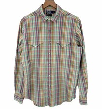 Vintage Polo Ralph Lauren RL Western Shirt Mens M Cowboy Pearl Snap Sawtooth