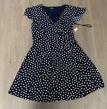 LAUREN RALPH LAUREN Womens Hartley Polka Dot Sheath Cocktail Dress Black 14W