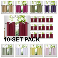 10- SET PACK WINDOW LINED SOLID GROMMET SHORT PANEL KITCHEN CURTAIN NEW D2