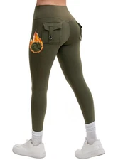 AEEZO Women's Fleece Lined Scrunch Leggings with Pockets Thermal Butt Lifting...