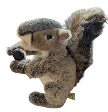 Folkmanis Gray Squirrel Full Body Bushy Tail Hand Puppet with Acorn Realistic