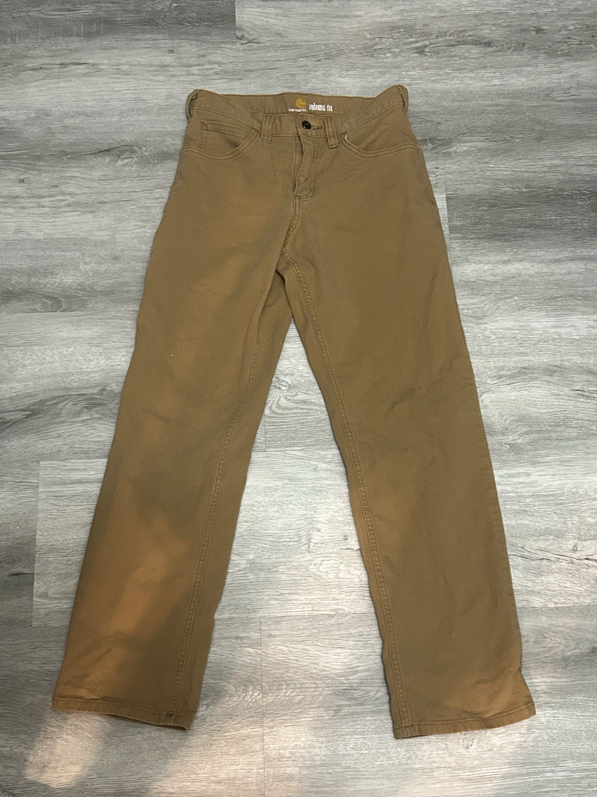Carhartt Flex Canvas Work Pants Mens 28 X 30 Relaxed Fit Brown Carpenter