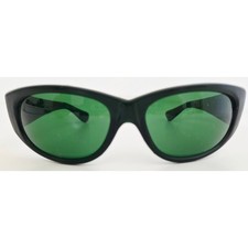 VINTAGE NEW 1970's Black Frame with Green Lens Sunglasses