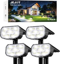 JEJOT Solar Spot Lights Outdoor Waterproof IP65,4 4 Pack, Cool-6000K