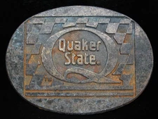 OF11117 VINTAGE 1970s **QUAKER STATE** MOTOR OIL COMPANY BRASSTONE BELT BUCKLE