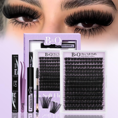 #ad Bamp;Q Fluffy Lash Clusters Kit UltraSoft Cluster Eyelash Extensions 200D Volume $21.54