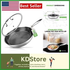 12" Triply Hybrid Stainless Steel Frying Pan with Non-Stick & Scratch-Resista...