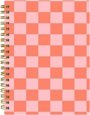 Spiral Journal Notebook,A5 Hardcover Lined Watermelon Red Checkerboard