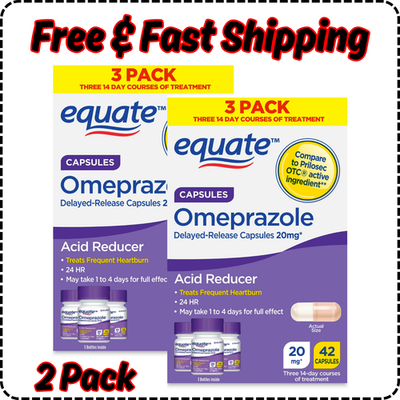 #ad 2 Pack Equate Omeprazole 20mg Delayed Release Acid Reducer Tablets 42 Tablets $12.99