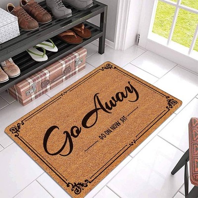 Funny ''Go Away'' Welcome Mat with Humorous Design - Non-Slip Soft Flannel Suita