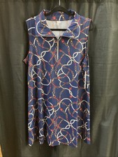 Lulu B XL Collar Zip Dress Chain Design Blue Red UPF50