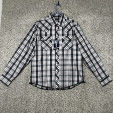 Wrangler Pearl Snap Shirt Men s Large Plaid Western Cowboy Rodeo Long Sleeve New