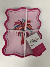 Etta Vee Pink Floral Melamine Appetizer Plates 9x6 Set of 4 Scalloped NEW