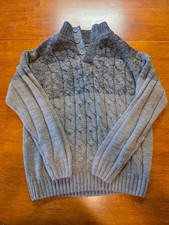 Original Weatherproof Vintage Sweater Mens Medium Cableknit Heavy Warm Gray