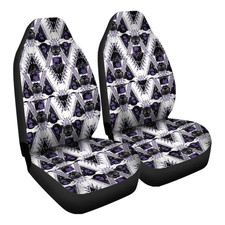Black Panther Hero Pattern White Purple Car Seat Covers Set Of 2