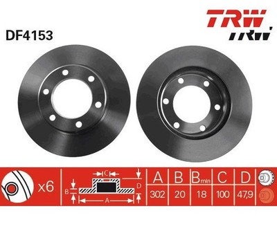 2pcs Brake Disc TRW DF4153 for Toyota Land Cruiser