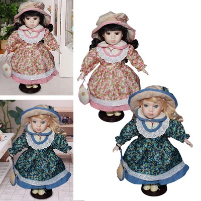 Stehende Mädchenpuppe, 30 cm, Sammlerstück mit Hut, wunderschöne