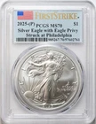 2025-(P) $1 American Silver Eagle w/ Eagle Privy PCGS MS70 - First Strike