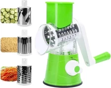 Cheese Rotary Grater for Kitchen 3 in 1 Grater Vegetable Slicer with 3 Drum Blad
