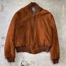 True Vintage 1940s Admiral Byrd Leather Bomber Jacket Brown Suede Made in USA