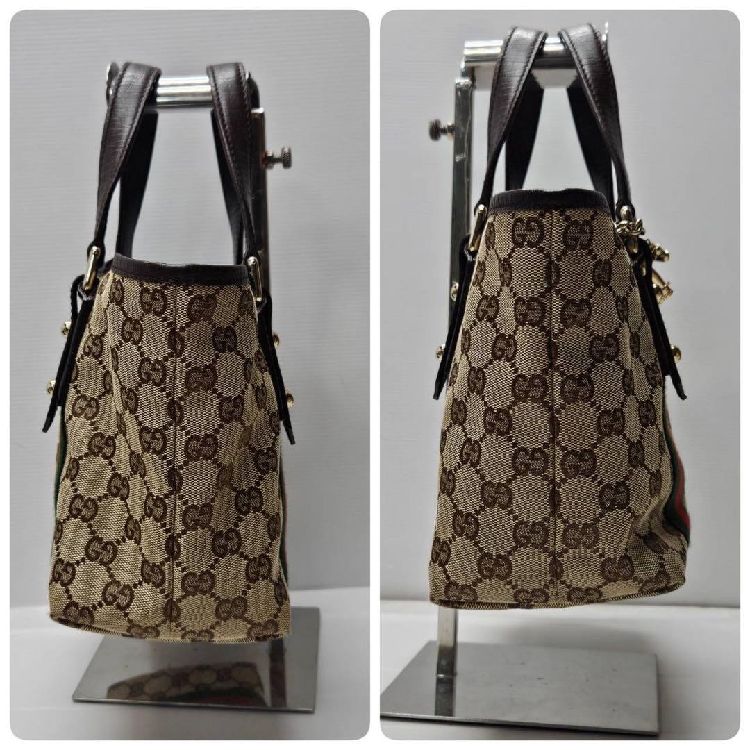 GUCCI Vintage GG Canvas Sherry Line Tote Bag Leather Trim Excellent Condition thumbnail 4
