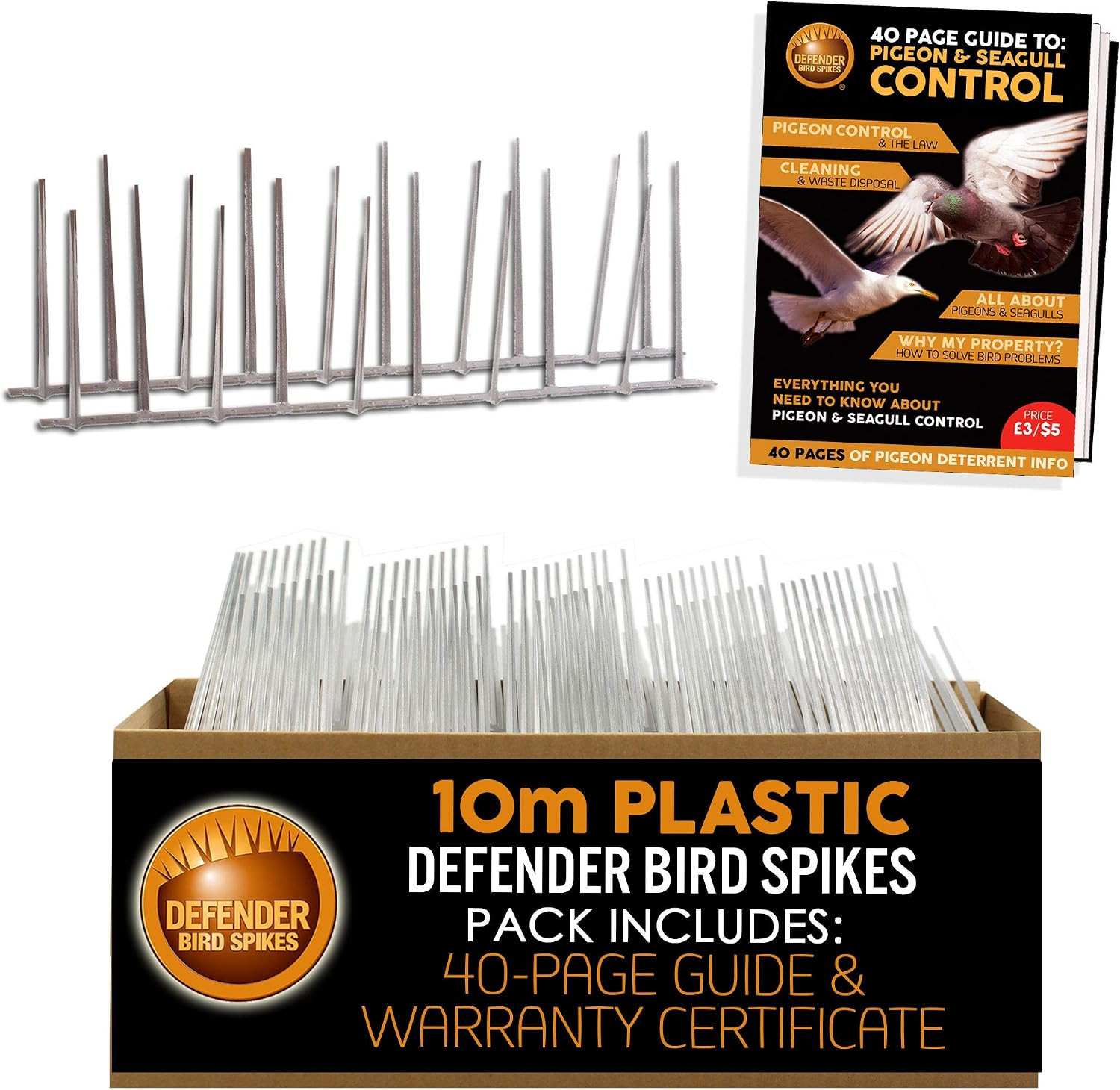 Defender Bird Spikes | Narrow Plastic Pigeon Deterrent | Pigeon Information Guid