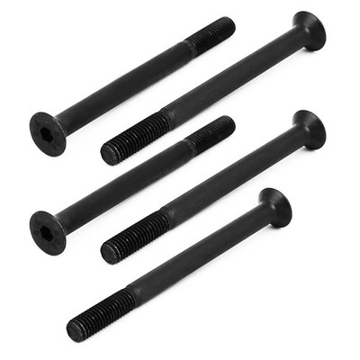 M8x100mm 23mm Long Thread Grade 10.9 Flat Head Hex Socket Cap Screw Black 5pcs