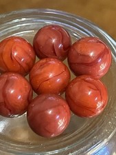 Vintage Ravenswood Champion W.V.Swirl Red Marbles Lot Of 6 Wet Mint .6 In