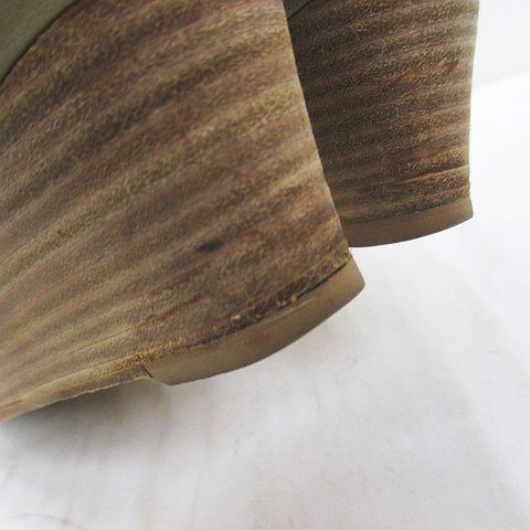 HERMES Luxury Brand Wedge Pumps Wingtip Side V Cut 1.6in Leather White Pre-owned thumbnail 8