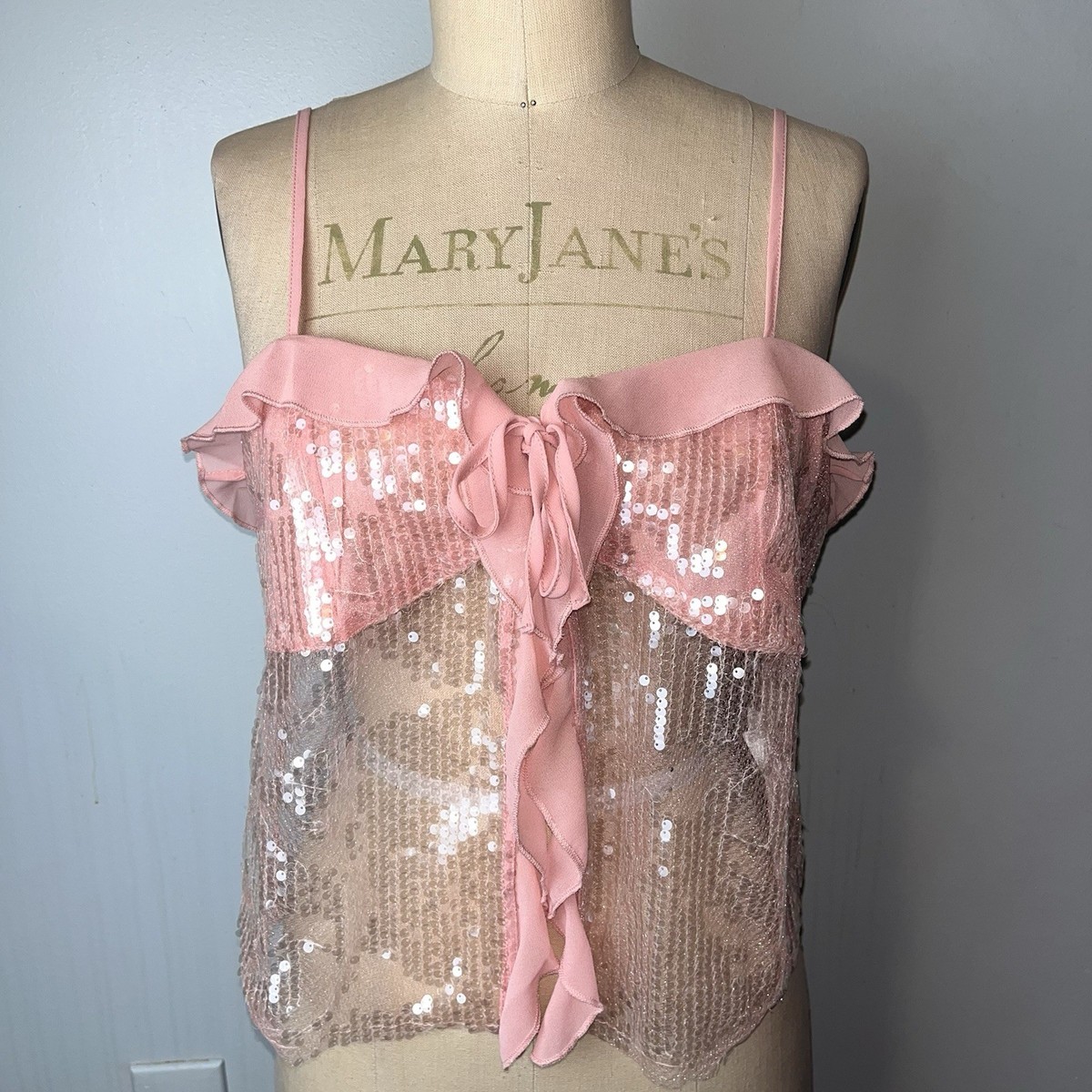 Ferriday Fairy Coquette Tie Sequin Mermaid Rave Sweet Ruffle Tank 