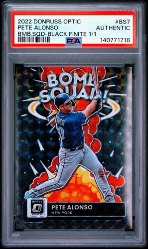 Pete Alonso 2022 Optic Bomb Squad BLACK FINITE 1/1 PSA Authentic Mets 1 OF 1