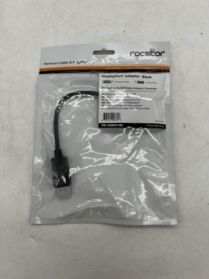 New Rocstor Y00DVI-BK 5.9'' DisplayPort to DVI-D Audio/Video Adapter Black