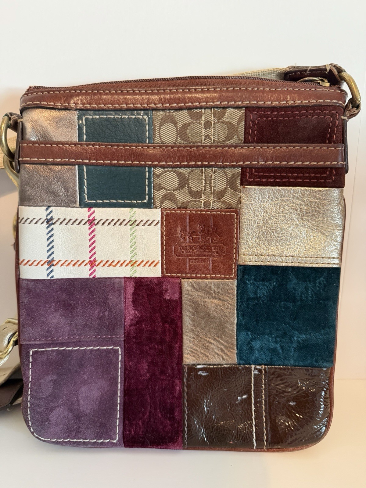 Coach Signature Patchwork Multicolor Crossbody Ba… - image 1