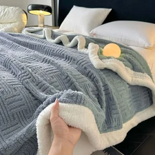 Thick Fleece Blanket Ultra-Soft Washable Cozy Sofa Blanket For LivingRoom Office