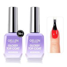 2 Pcs No Wipe Gel Top Coat Set, 18 Ml Glossy Top Coat Gel Nail Polish, High Shin