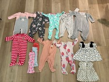 Baby Girl Clothing Lot 6 Months Includes 13 Pieces Pjs, Pants, Onsies, Tops.