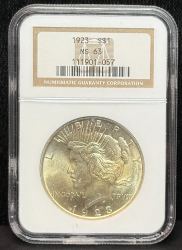 NGC MS63 1923 US Peace One Dollar Silver Coin -057