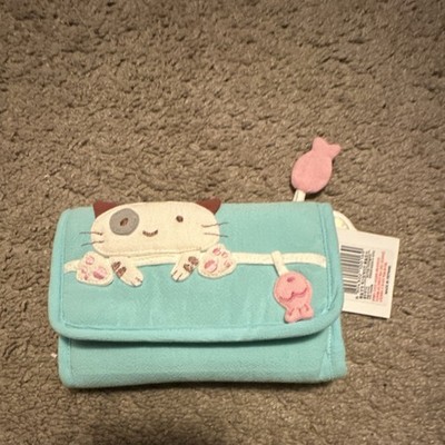Yorocat Cat Design Light Blue Tri-Fold Women's Wallet Credit Card Cute Theme