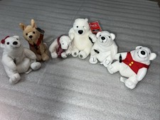 COCA-COLA Beanie Babies Lot Of 6 Collectible Coca POLAR BEARS Plush 1997/2024