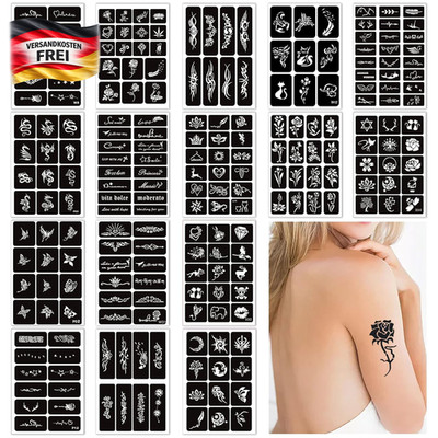 Tattoo Schablonen Set für Gesicht Körper Finger - Wiederverwendbare Motive für k