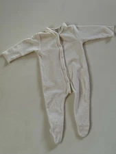 Zara Home Terry Knit Footed Bodysuit 1–3M Cream Scallop Trim Portugal