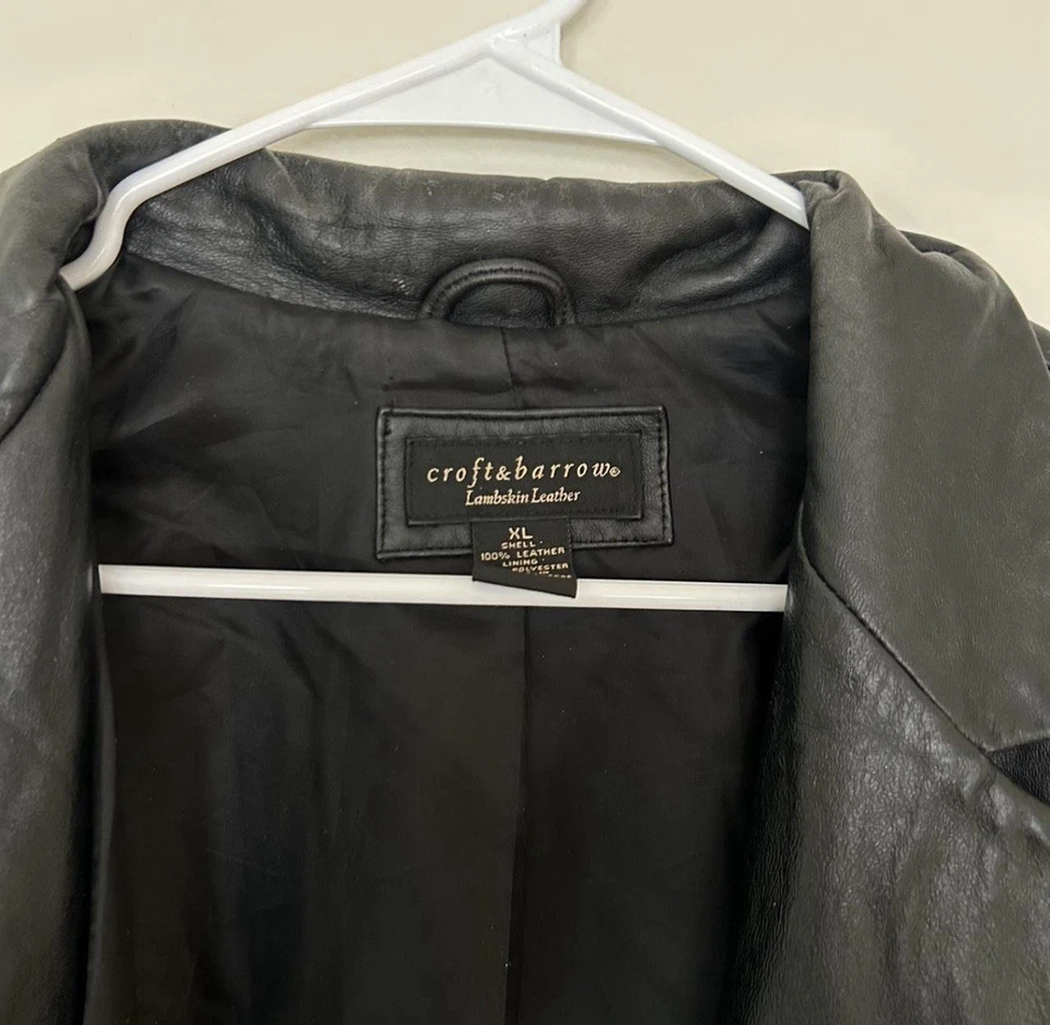 Chaqueta de cuero croft y carretilla vintage de gran tamaño con cremallera - TALLA XL Foto 3 de 3