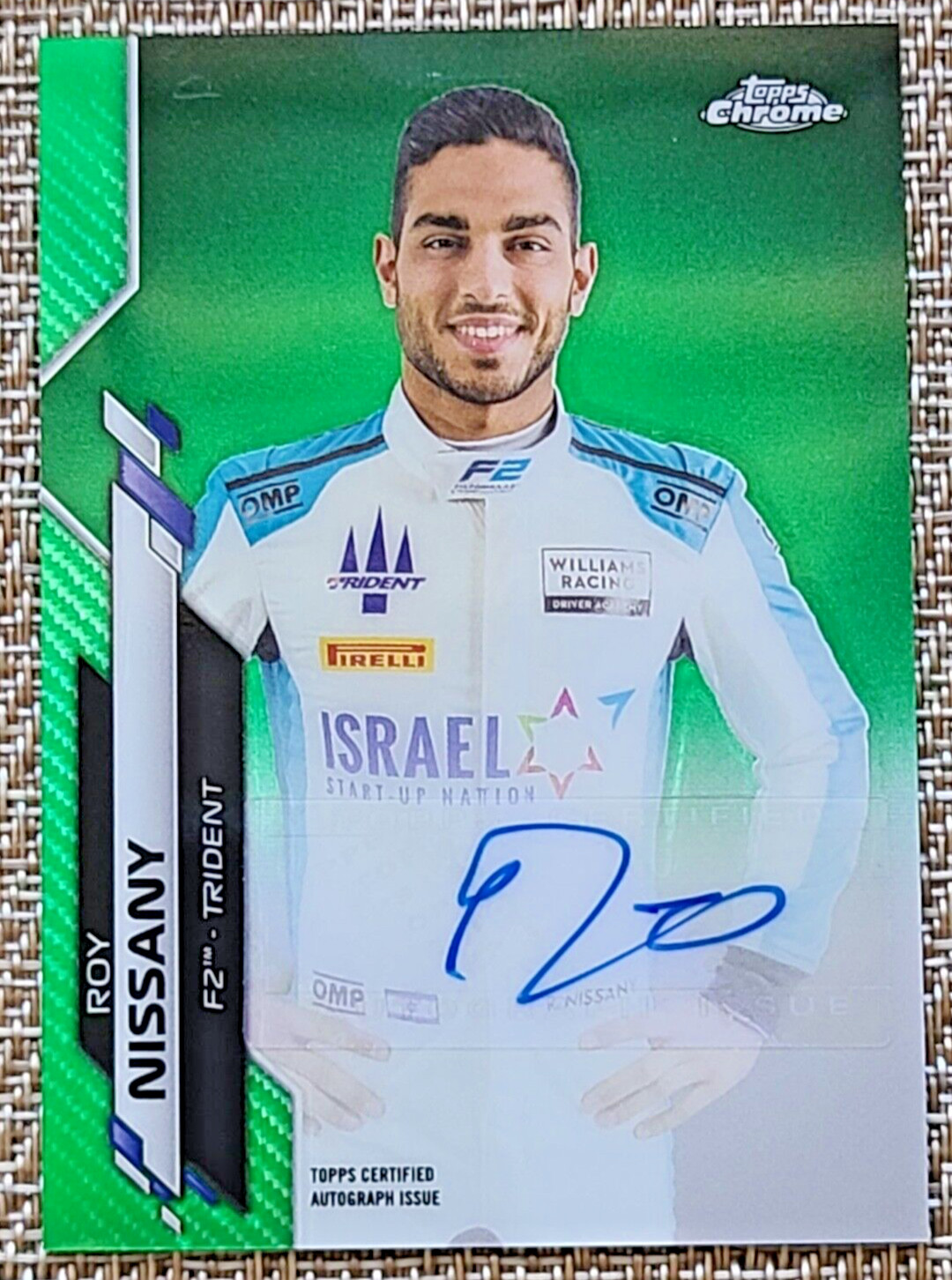 2020 Topps Chrome Formula 1 Auto Green Refractor /99 Roy Nissany #F1A-RN Auto