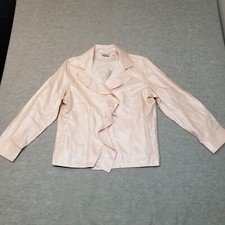 Chicos Delicate Ruffle Constance Jacket Size 2 Linen Pink w/Tags