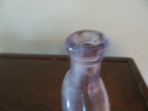 WARRANTED FLASK AMETHYST SHOULDER STRAPPED 6 1/2 INCH LIQUOR BOTTLE - Picture 6 of 9