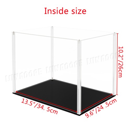 US Acrylic Display Case 14" L Self-Install Perspex Big Box Black Base Dustproof - Picture 3 of 12