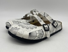 Scarpe donna Birkis Dorian Mule bianche nere doppia fibbia taglia 4 240 pulitessime