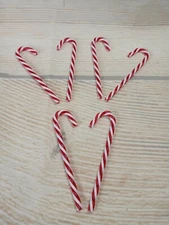 New! Set 6 Plastic Candy Cane Christmas Ornaments Striped Crafts Peppermint 6"